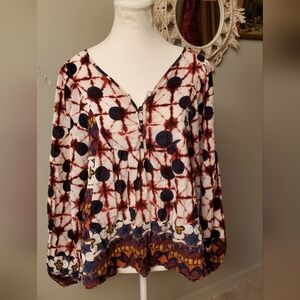 Solitaire Red and White Patterned Blouse
